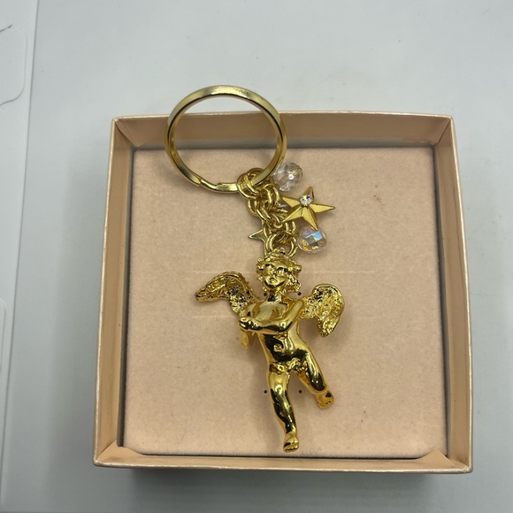 Kirk’s Folly gold tone Angel Cherub AB bead rhinestone keychain boxed - Picture 3 of 11